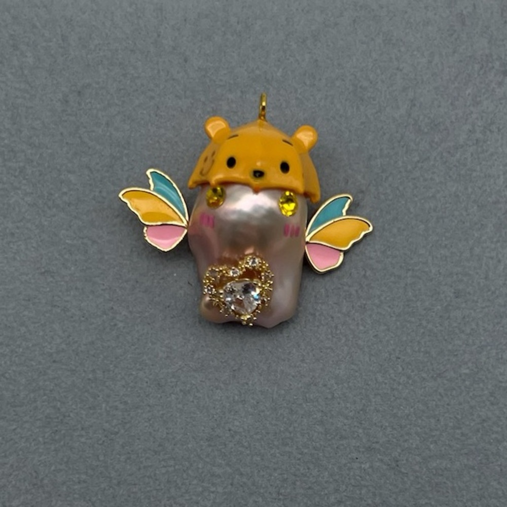 Cute Bear Pendant with Colorful Wings